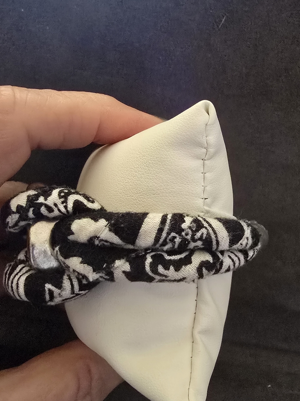 #2004 NEW Fabric Bracelet: Black/Wht, Silver 8" Lobster Claw Clasp Knotted - Picture 4 of 11
